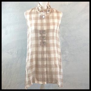 🔥 3 FOR $25 SALE 🔥 Terra by SJ Tan & White Plaid Sleeveless Top M